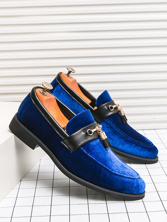 メンズ タッセルローファー ベルベット メタルバックル ロープシューズ 結婚式 プロム用