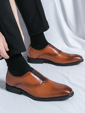 メンズ スリッポン ローファー プラットフォーム スクエアトゥ PU ローファー シューズ 結婚式 プロム用