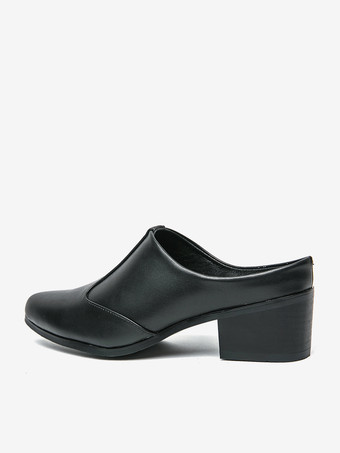 メンズ スリッポン ローファー スリッパ チャンキーヒール PUローファーシューズ