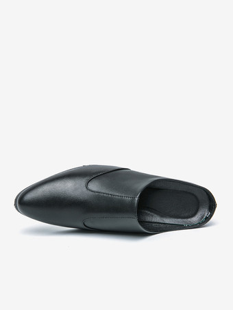 メンズ スリッポン ローファー スリッパ チャンキーヒール PUローファーシューズ