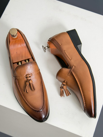 メンズ タッセルローファー ラウンドトゥ スリップオン 快適なローファー 結婚式 プロム用