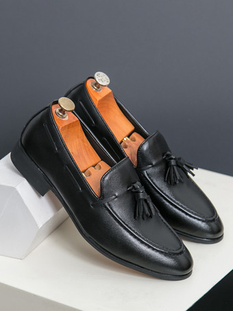 メンズ タッセルローファー ラウンドトゥ スリップオン 快適なローファー 結婚式 プロム用