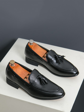 メンズ タッセルローファー ラウンドトゥ スリップオン 快適なローファー 結婚式 プロム用