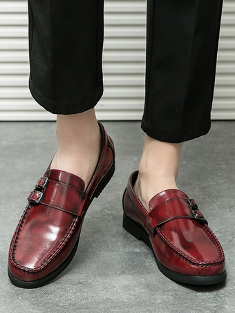 メンズ モンクローファー 快適なサイドバックル スリッポン PUレザー ローファーシューズ