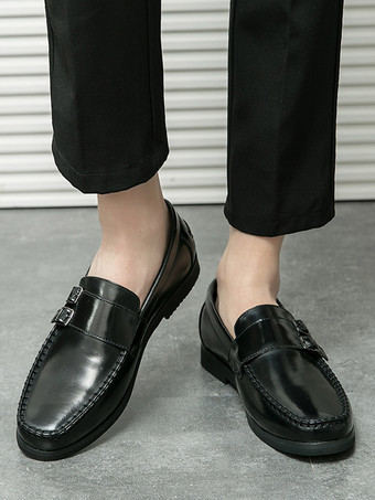 メンズ モンクローファー 快適なサイドバックル スリッポン PUレザー ローファーシューズ