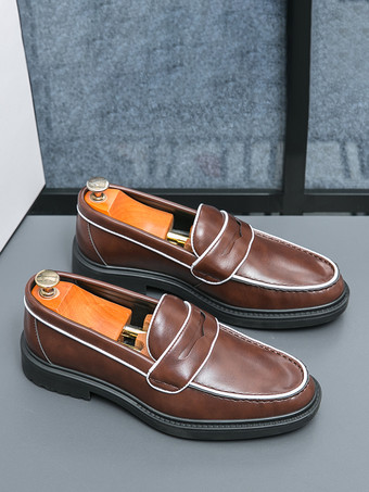 メンズ ペニーローファー プラットフォーム レザーシューズ コンフォート ビジネス ドレス フォーマルシューズ ローファーシューズ