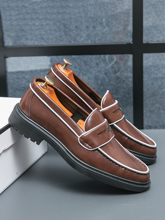 メンズ ペニーローファー プラットフォーム レザーシューズ コンフォート ビジネス ドレス フォーマルシューズ ローファーシューズ