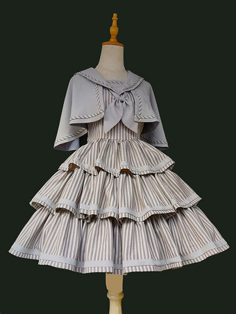 ダークグレー クラシックロリータケープ ディープブラウン ポリエステル 秋ロリータアウター