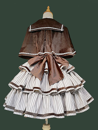 クラシックロリータケープ ディープブラウン ポリエステル 秋ロリータアウター