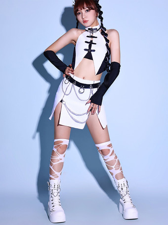 ジャズダンスコスチューム セクシーな女性用ポリエステルダンスウェアセット