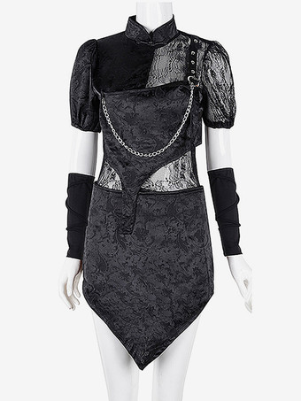 ブラックダンスコスチューム レディース ジャズ ヒップホップ パンク スカート トップスカートセット ダンスウェア