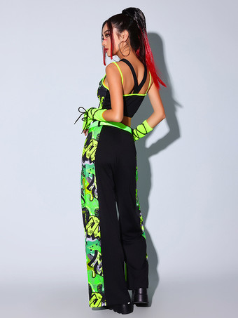 ダンスコスチューム レディース ポリエステル ジャズ セクシー ヒップホップ サイドバンデージ ダンスウェアセット