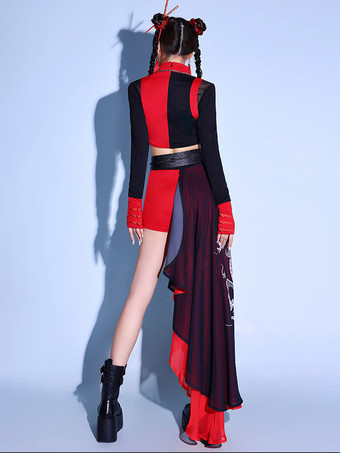 ダンスコスチューム レディース ジャズ ドラゴンプリント ダンスウェアセット