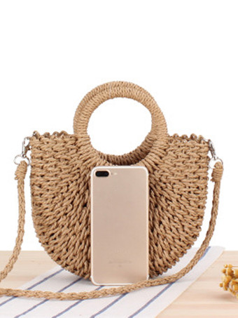 紙ロープ編みハンドバッグ ビーチバケーション クロスボディバッグ 女性用 2025