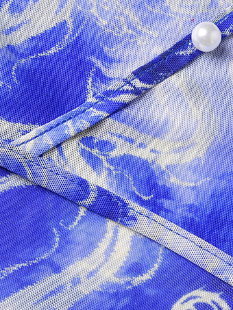 ダンスコスチューム ブルー ジャズダンス タイダイトップパンツ ダンスウェアセット