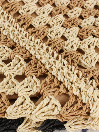 ペーパーロープ編みバッグ 大容量 バケーションショルダーバッグ 女性用 2025