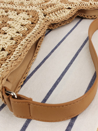 ペーパーロープ編みバッグ 大容量 バケーションショルダーバッグ 女性用 2025