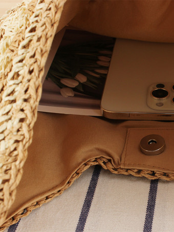 ペーパーロープ編みバッグ 大容量 バケーションショルダーバッグ 女性用 2025