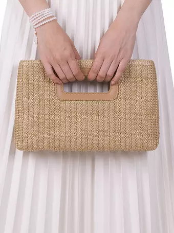 Crossbody Bag With Detachable Chain Vacation Straw Clutch Bag For Women 2025