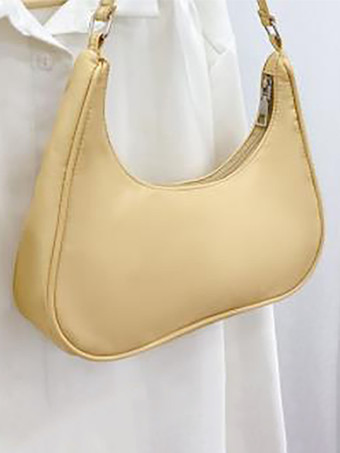 イエローナイロン アンダーアームバッグ アクリルチェーン カジュアル ショルダーバッグ レディース 2025