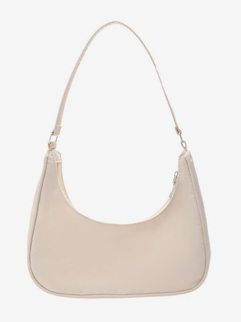 アイボリー ナイロン ホーボーバッグ 軽量ショルダーバッグ 女性用 2025