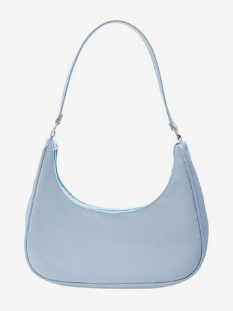 ライトスカイブルーナイロン ホーボーバッグ 軽量ショルダーバッグ 女性用 2025