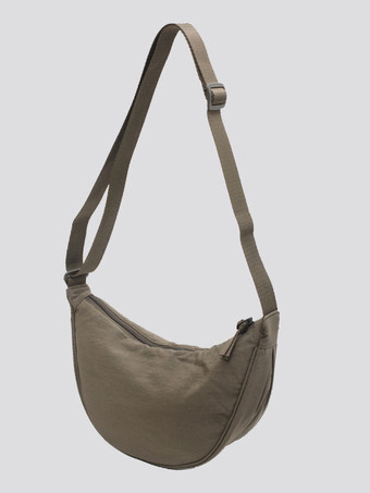 グリーン ナイロン クロスボディバッグ 三日月型ショルダーバッグ レディース 2025