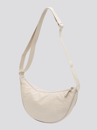 アイボリー ナイロン クロスボディバッグ 三日月型ショルダーバッグ レディース 2025