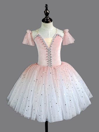 ピンクバレエダンススカート バレリーナ スパンコール キッズダンスパフォーマンス