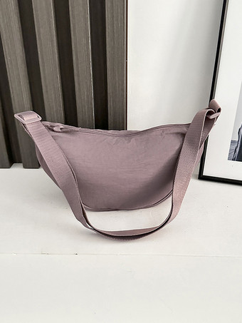 モーブ ナイロン クロスボディバッグ 三日月型ショルダーバッグ レディース 2025