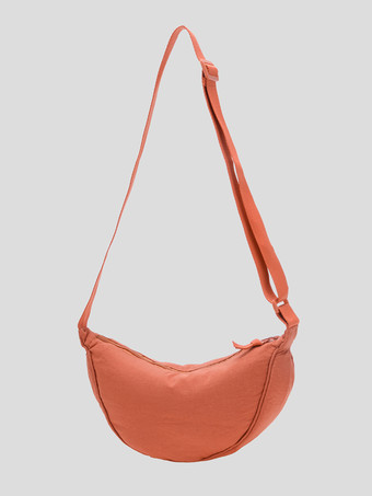 オレンジ ナイロン クロスボディバッグ 三日月型ショルダーバッグ レディース 2025