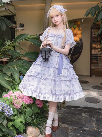 スイートロリータドレスポリエステル半袖ドレスロリータドレスOP