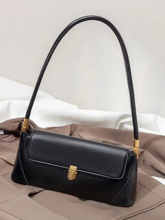 バゲットバッグ フェイクレザー スリムショルダーバッグ レディース 2025