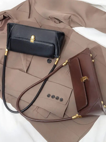 バゲットバッグ フェイクレザー スリムショルダーバッグ レディース 2025