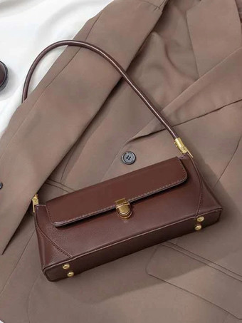 バゲットバッグ フェイクレザー スリムショルダーバッグ レディース 2025