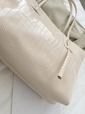 クロコダイル柄トートバッグ フェイクレザー 大容量 ショルダーバッグ レディース 2025