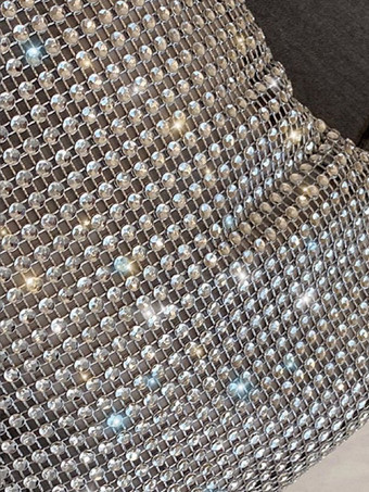 ラインストーンショルダーバッグ 光沢のあるハンドバッグ 女性用 2025