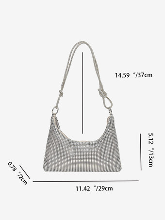 ラインストーンショルダーバッグ 光沢のあるハンドバッグ 女性用 2025