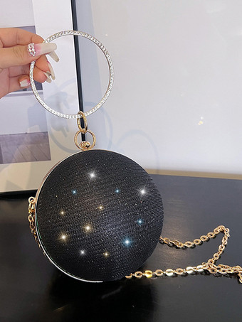 ボール クロスボディバッグ チェーン付き 光沢のあるイブニングハンドバッグ 女性用 2025