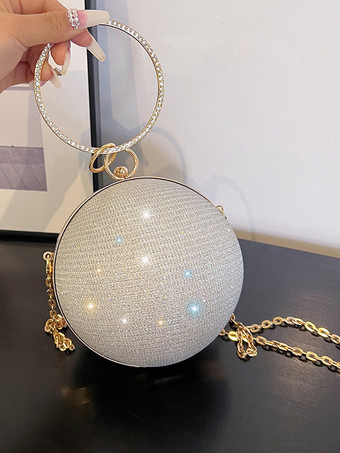 ボール クロスボディバッグ チェーン付き 光沢のあるイブニングハンドバッグ 女性用 2025