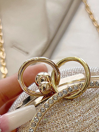 ボール クロスボディバッグ チェーン付き 光沢のあるイブニングハンドバッグ 女性用 2025