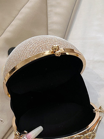 ボール クロスボディバッグ チェーン付き 光沢のあるイブニングハンドバッグ 女性用 2025