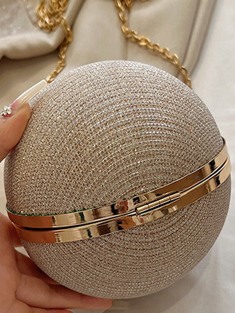 ボール クロスボディバッグ チェーン付き 光沢のあるイブニングハンドバッグ 女性用 2025