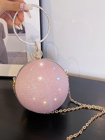 ボール クロスボディバッグ チェーン付き 光沢のあるイブニングハンドバッグ 女性用 2025