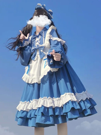 スイートロリータドレス ポリエステル 長袖ドレス ロリータドレス