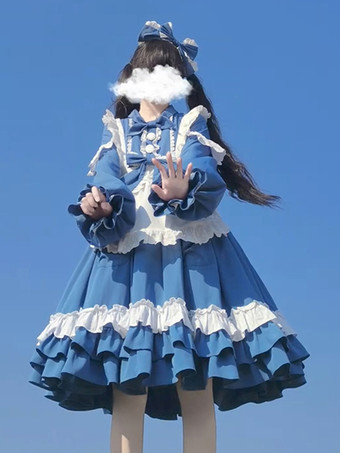 スイートロリータドレス ポリエステル 長袖ドレス ロリータドレス