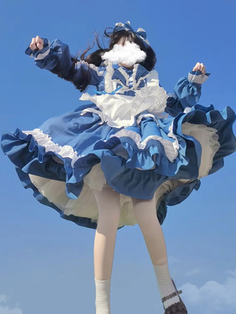 スイートロリータドレス ポリエステル 長袖ドレス ロリータドレス