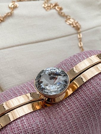 ハート型クロスボディバッグ チェーン付き 光沢のあるパーティークラッチ 女性用 2025