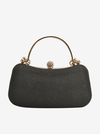 ブラック ラインストーン ロック クロスボディバッグ 絶妙なパーティーハンドバッグ チェーン付き 女性用 2025