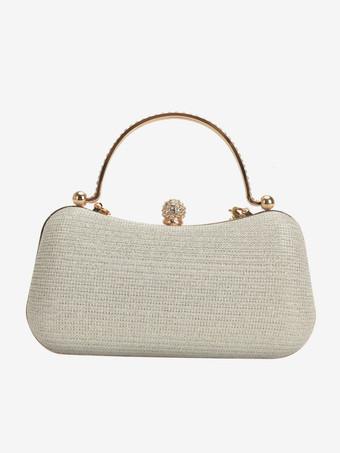 シルバー ラインストーン ロック クロスボディバッグ 絶妙なパーティーハンドバッグ チェーン付き 女性用 2025